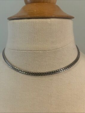 Silver Tone 2-strand Box Chain Choker Necklace